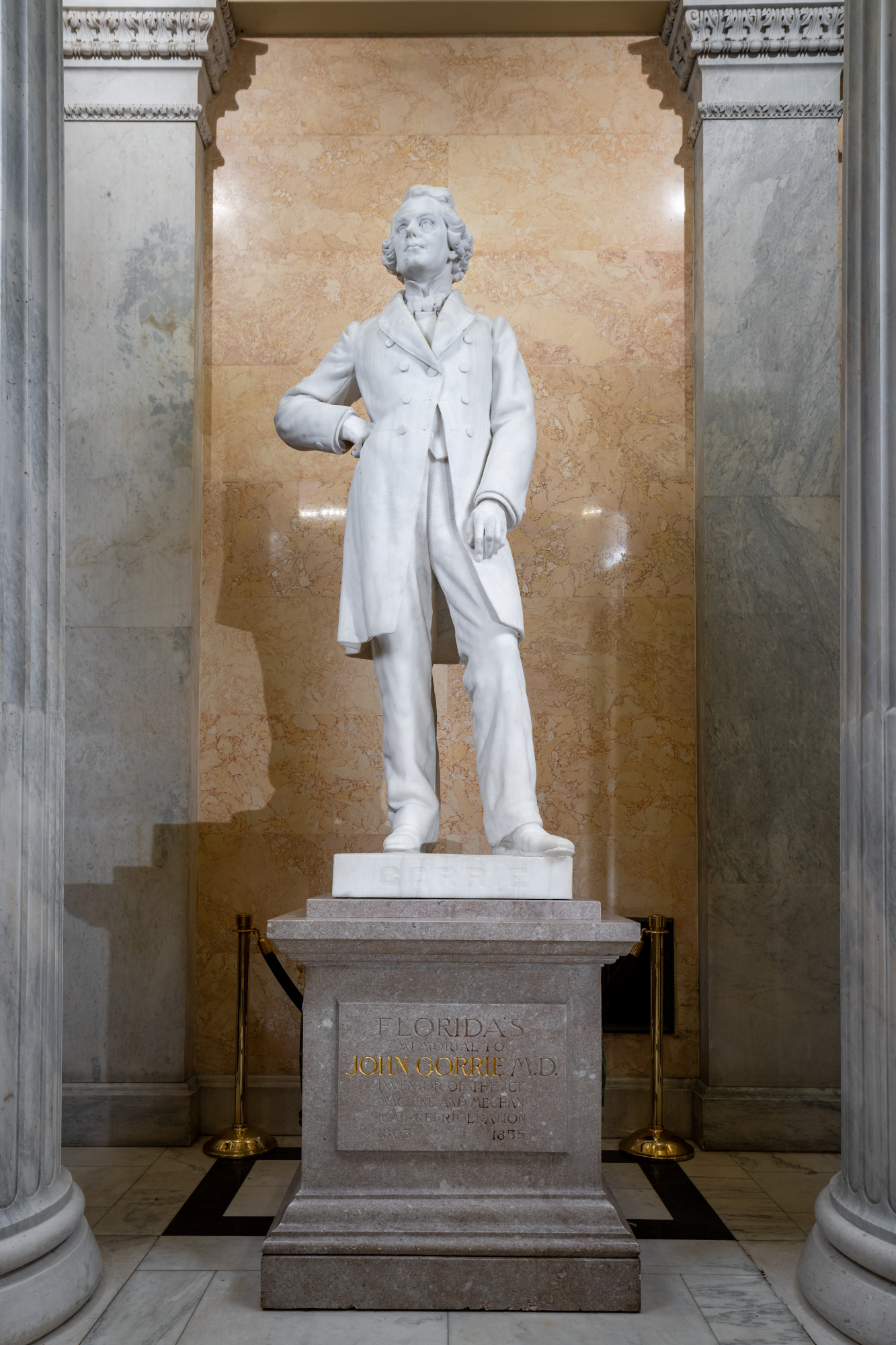 John Gorrie | U.S. Capitol - Visitor Center a statue of a man on a pedestal in a museum setting